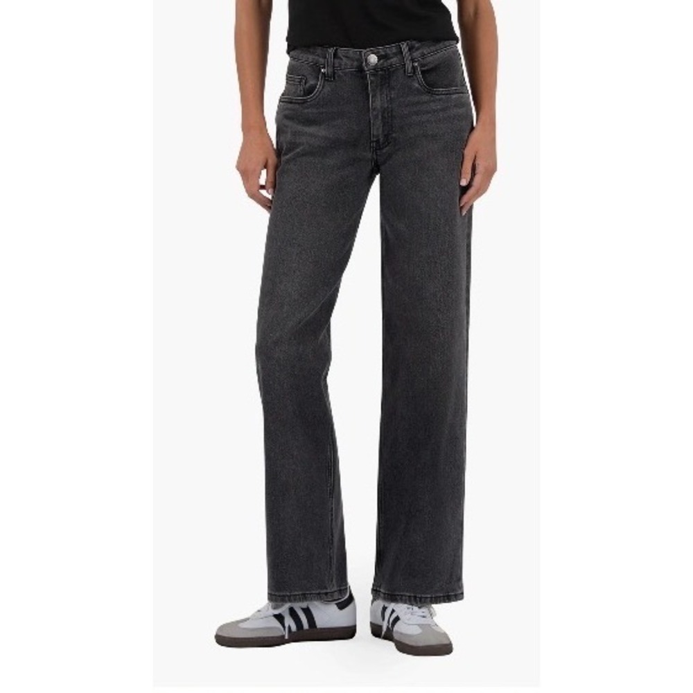 Kut from the Kloth Selena Baggy‎ Straight Leg Jeans Black Size 00 New With Tags